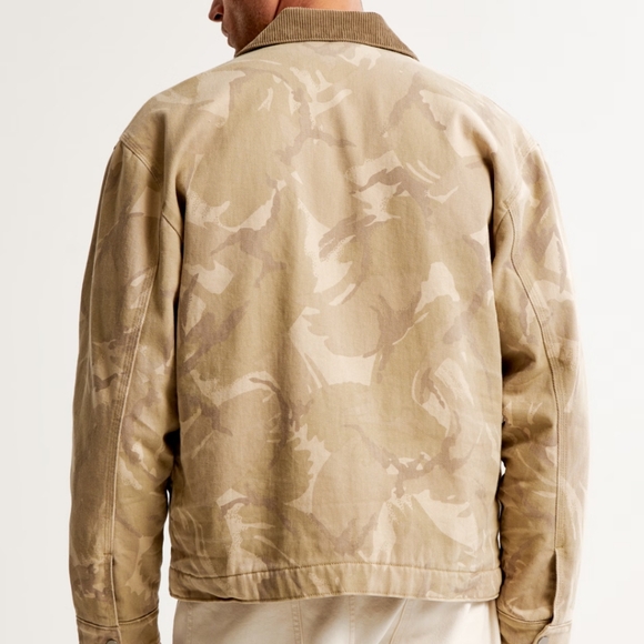 Abercrombie & Fitch Workwear Jacket XXL Men's Canvas Corduroy Trucker Tan Sand - Picture 9 of 10